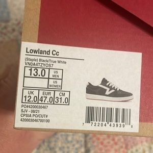 Men’s black Vans Lowland CC size 13 NWT